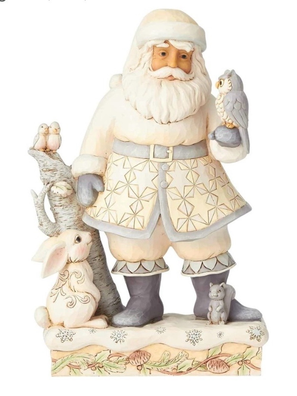 Jim Shore Heartland Creek Cream and Gray Woodland Santa Figurine